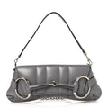 Gucci Nappa Vertical Matelasse Medium Maxi Horsebit Chain Shoulder Bag Grey