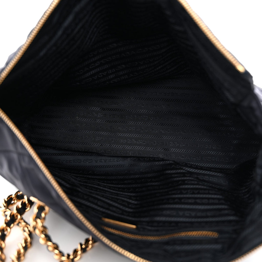Prada Nylon Tessuto Impuntu Quilted Tote Baltico