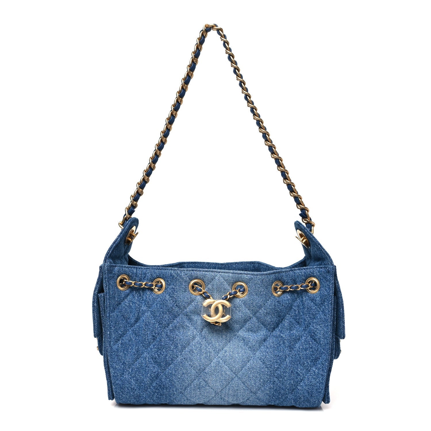 Chanel Washed Denim Quilted Mini Chanel 25 Handbag Blue