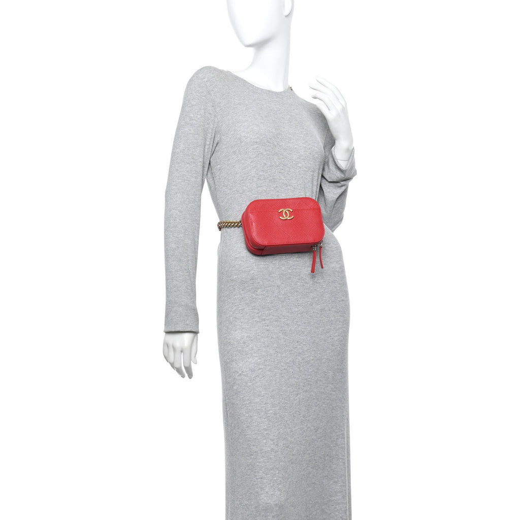 Chanel Caviar Quilted Waist Bag Red