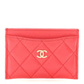 Caviar Quilted Card Holder Red