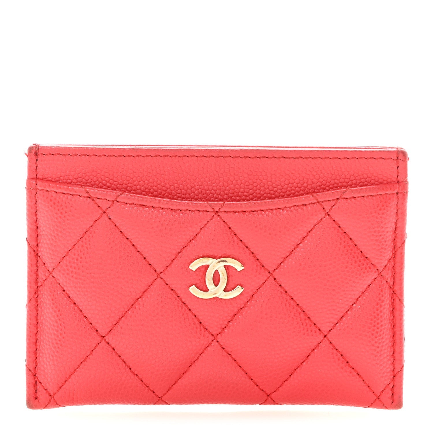 Caviar Quilted Card Holder Red