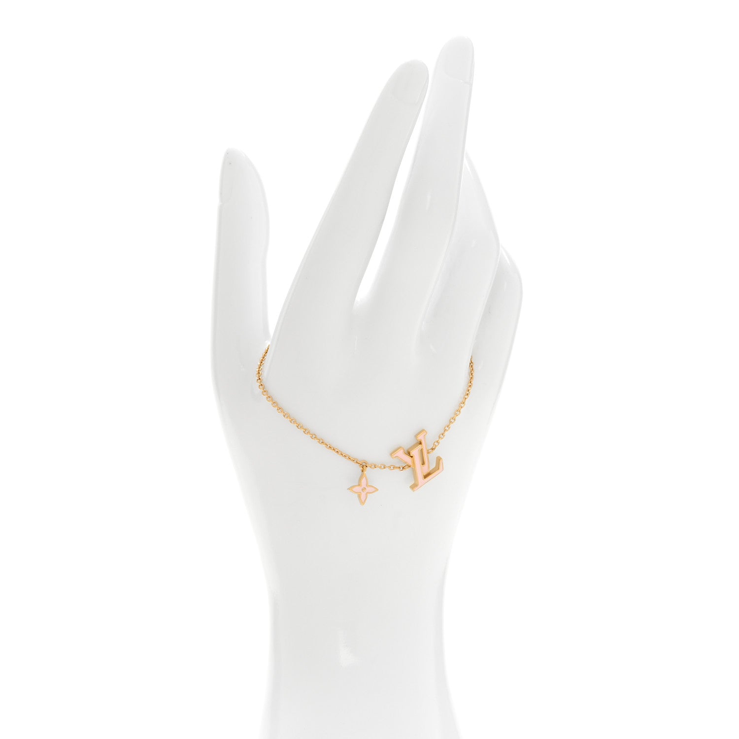 Louis Vuitton Metal Enamel LV Iconic Bracelet Gold Light Pink