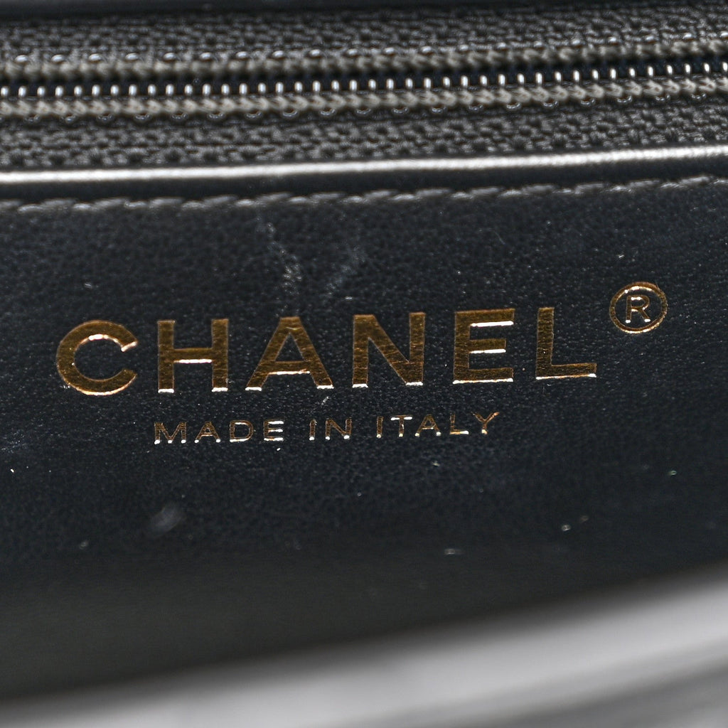 Chanel Shiny Aged Calfskin Quilted Nano Kelly Shopper Black