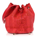Chanel Mixed Fibers Striped Deauville Drawstring Bag Red