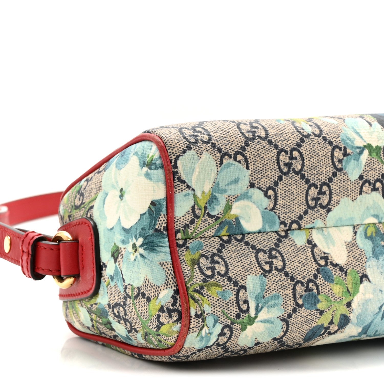 Gucci GG Supreme Monogram Blooms Mini Boston Navy Blue Hibiscus