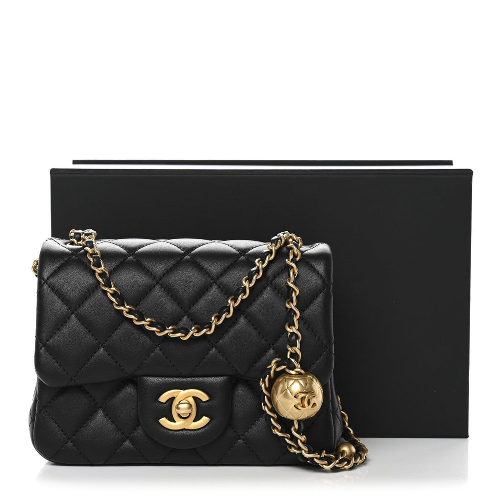 Chanel Lambskin Quilted Mini Pearl Crush Flap Black