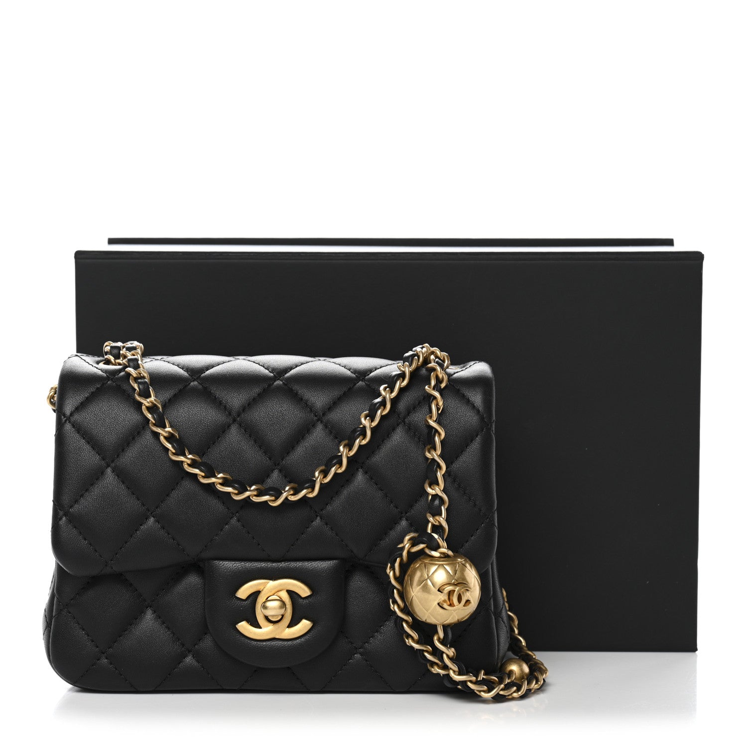 Chanel Lambskin Quilted Mini Pearl Crush Flap Black