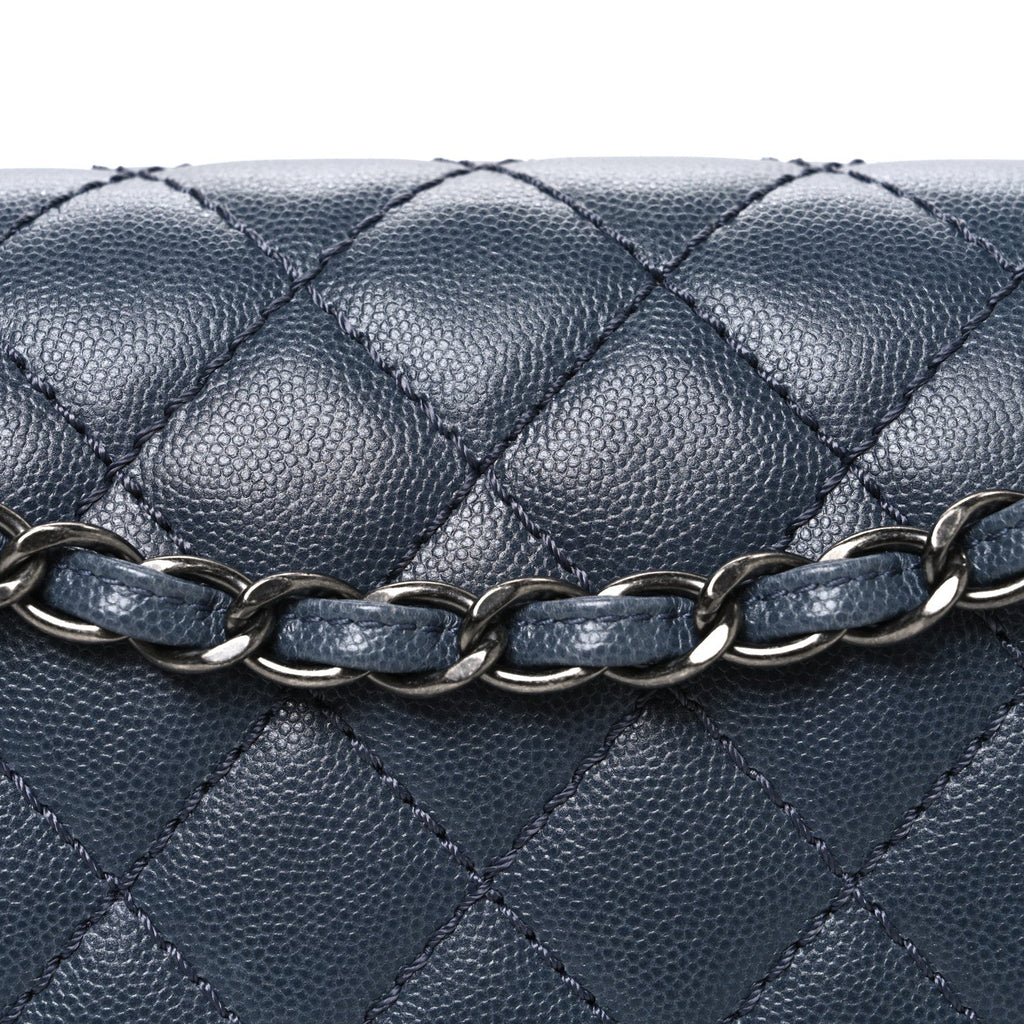 Chanel Caviar Quilted Jumbo Double Flap Dark Grey