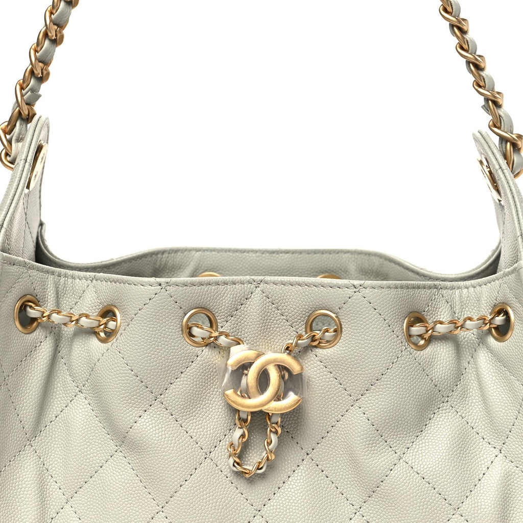 Chanel Caviar Quilted Mini Chanel 25 Handbag Light Green