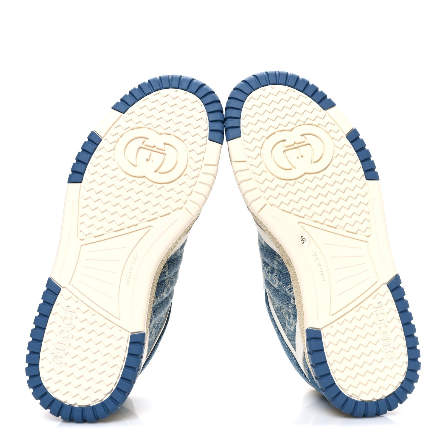 Gucci New Denim Delave GG Monogram Womens Re-Web Sneakers 36 Light Blue Royale