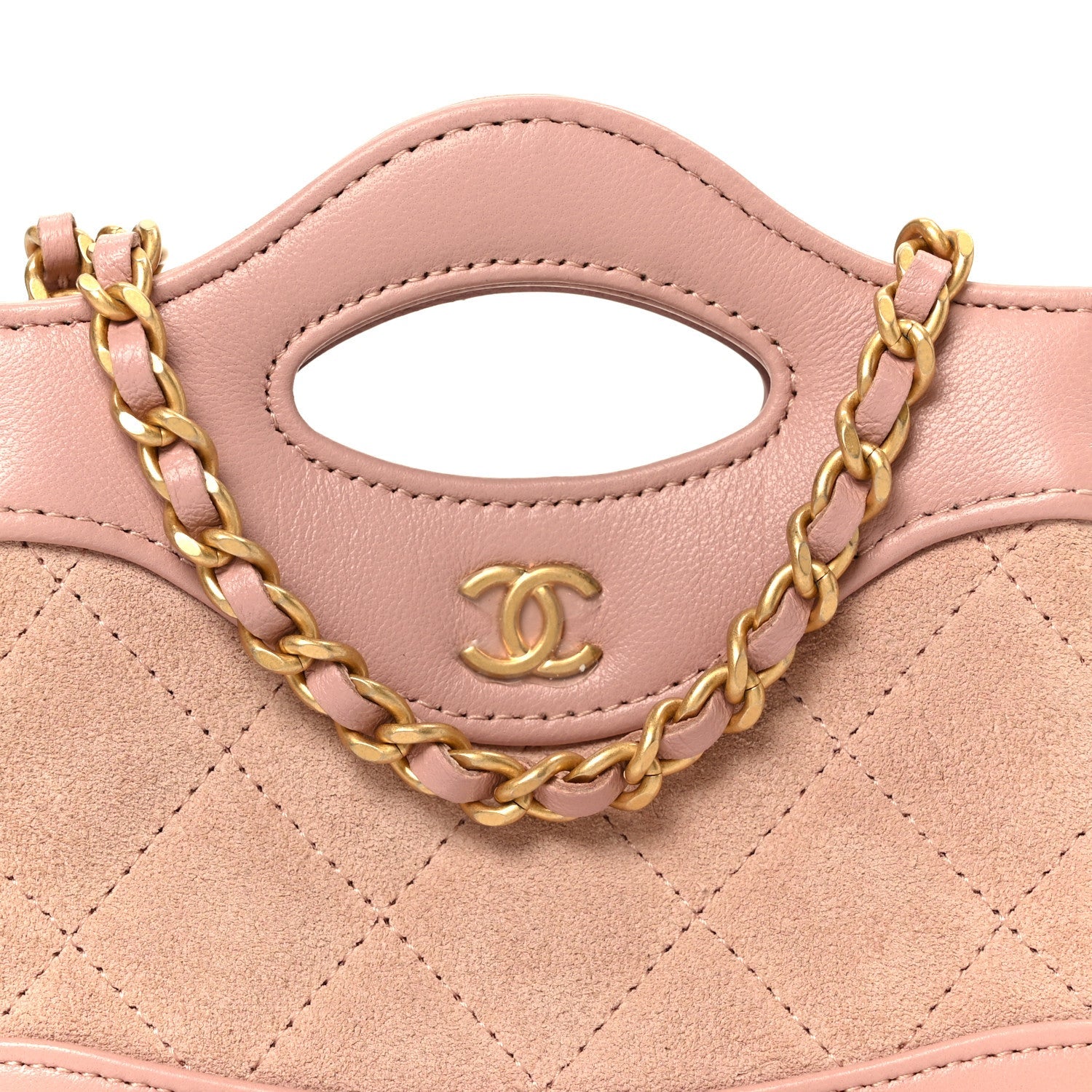 Chanel Suede Shiny Crumpled Calfskin Quilted Micro 31 Shopping Bag Light Pink