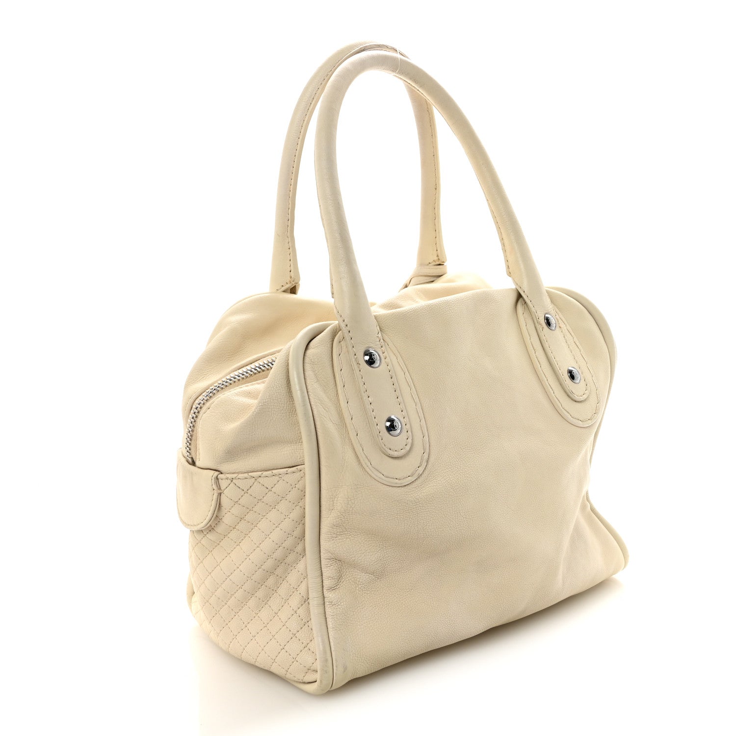 Chanel Calfskin Small CC Bowler White