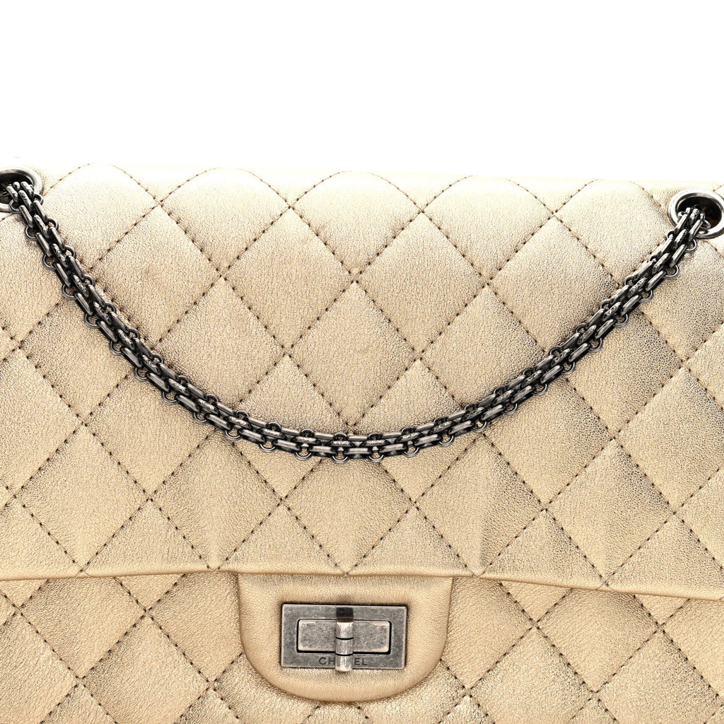 Chanel Metallic Aged Calfskin Quilted 2.55 Reissue 227 Flap Pale Gold