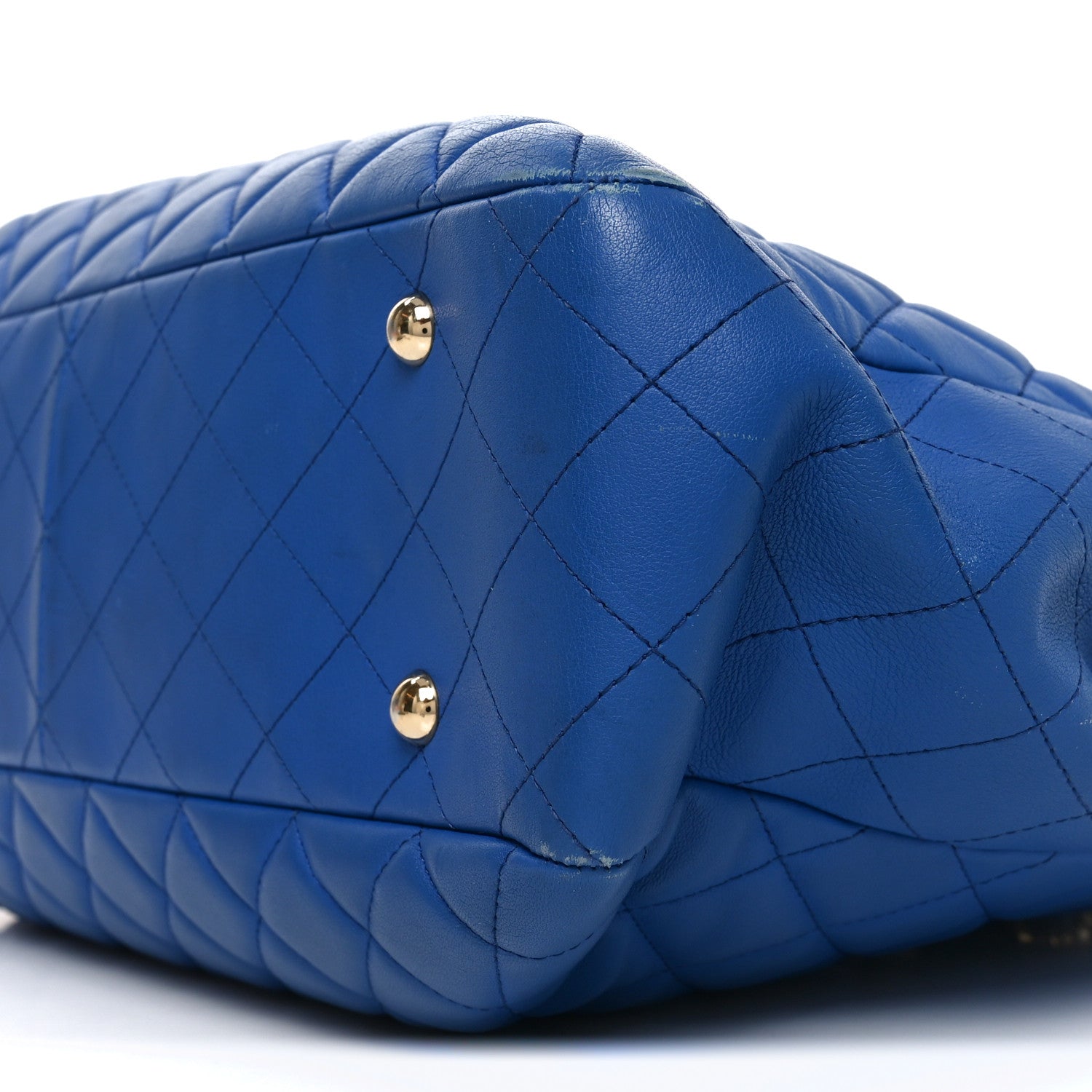 Chanel Calfskin Quilted Large CC Shopping Tote Blue