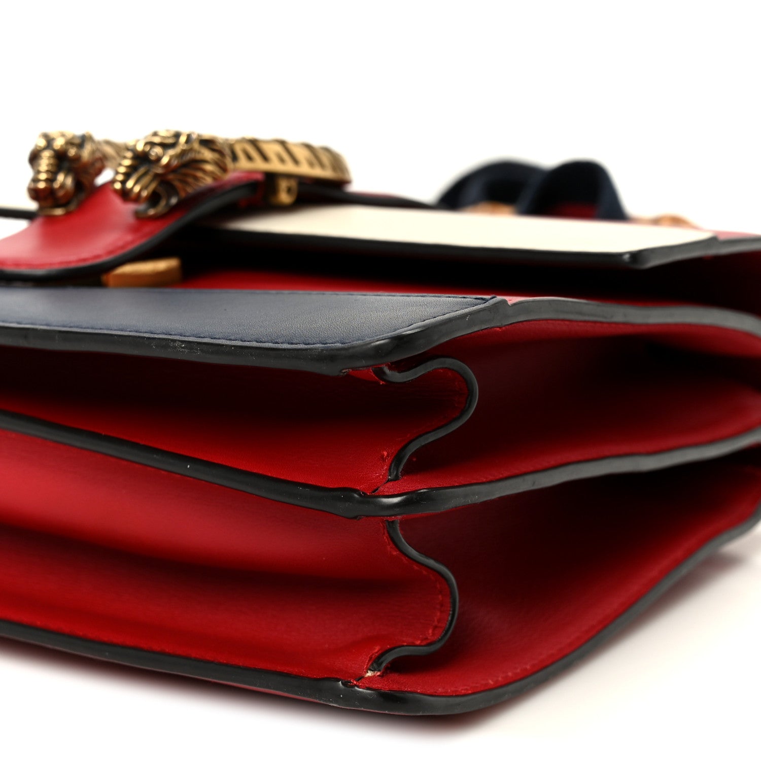 Gucci Calfskin Bamboo Web Medium Dionysus Top Handle Bag Red White Blue