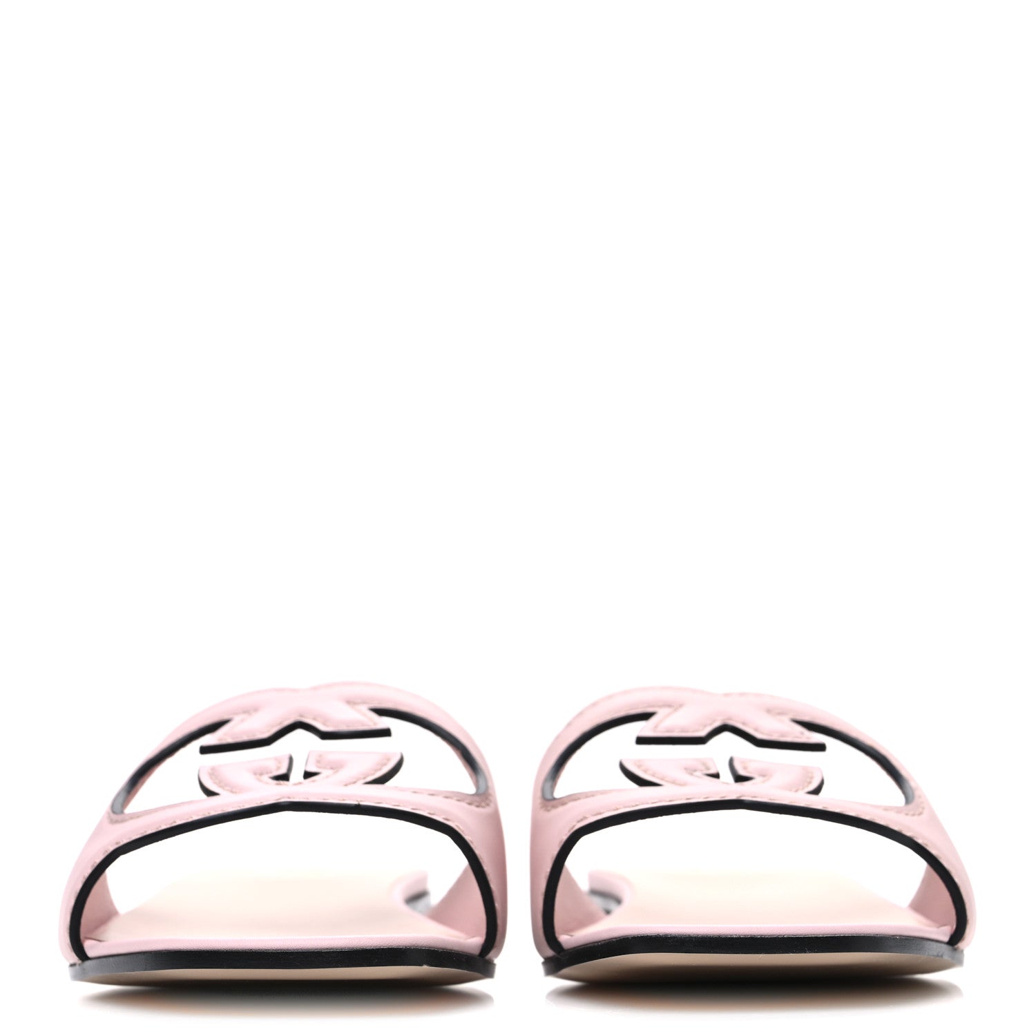 Gucci Cosmos Softy Calfskin Interlocking G Cut Out Slide Sandals 40 Pastel Pink