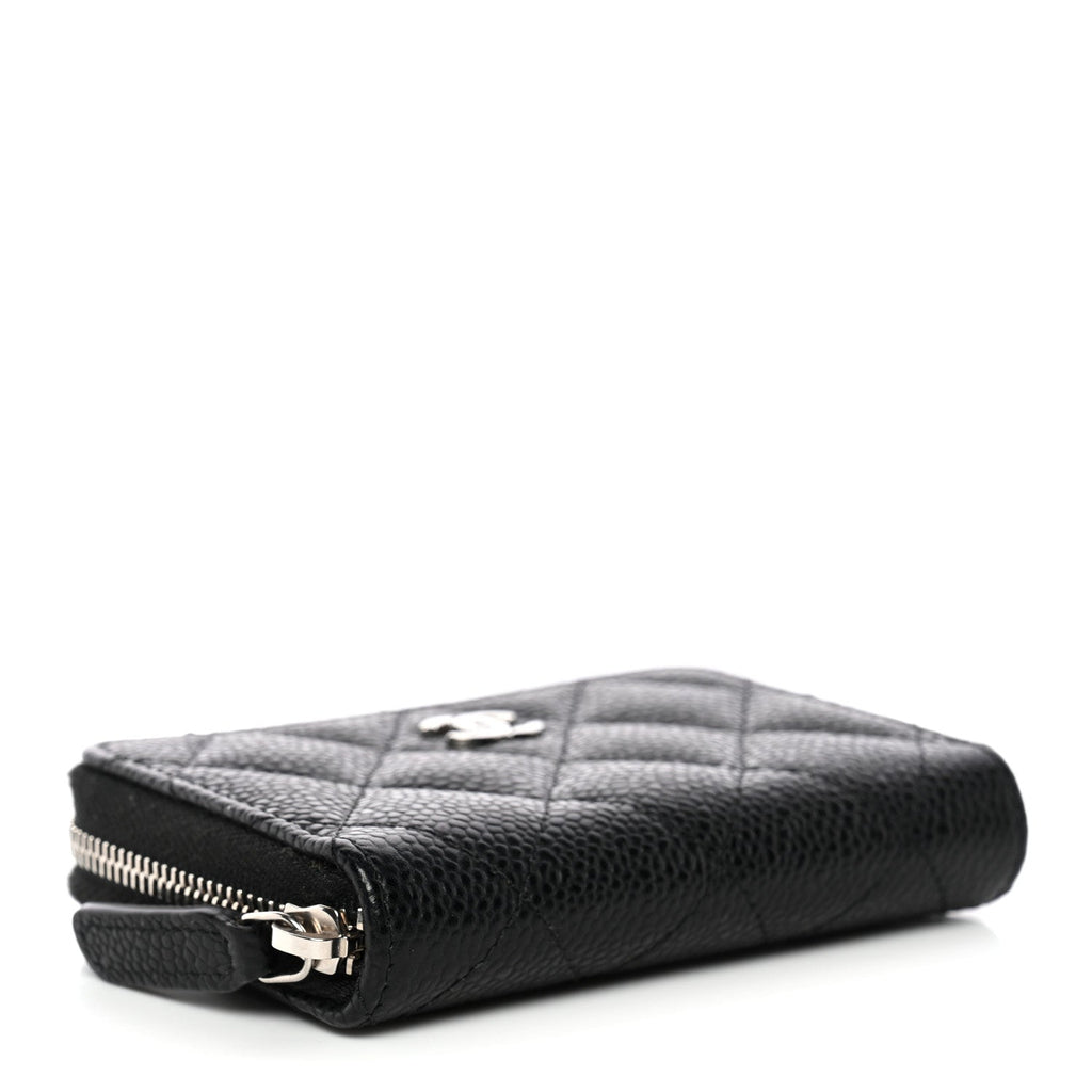Caviar Quilted Zip Coin Purse Black