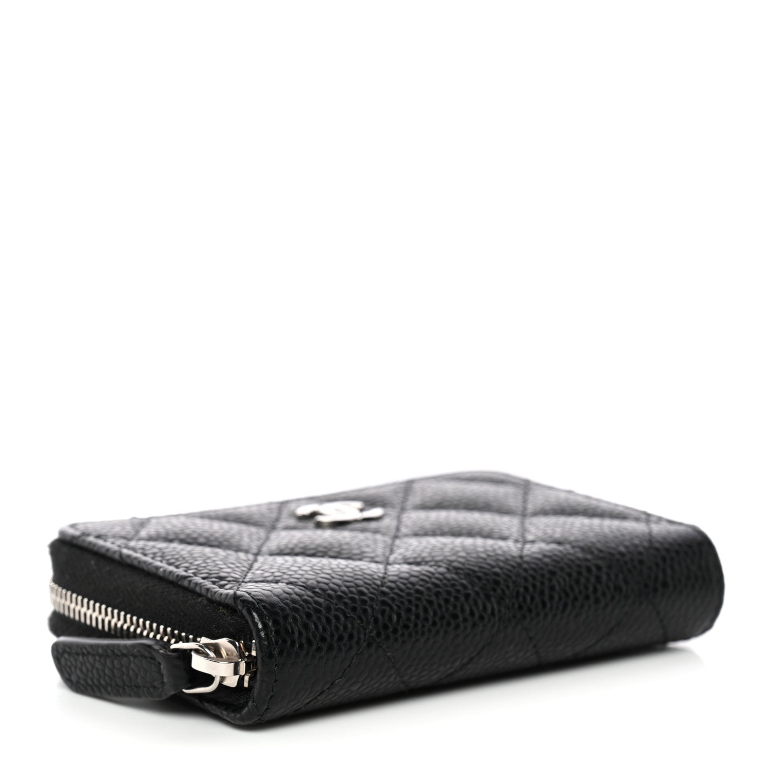 Caviar Quilted Zip Coin Purse Black