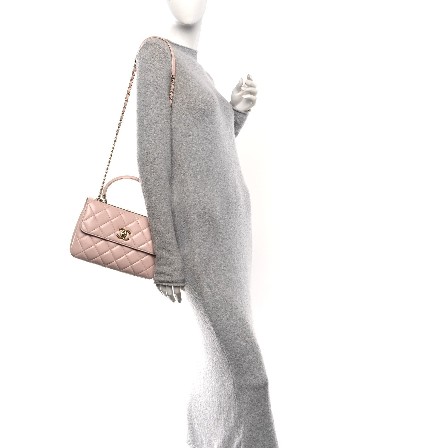 Chanel Lambskin Quilted Small Trendy CC Flap Dual Handle Bag Light Pink