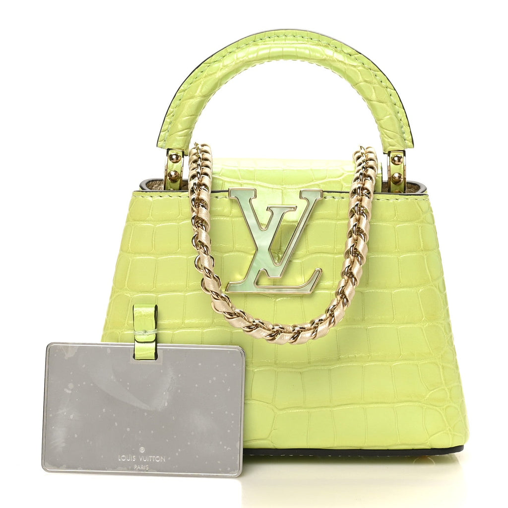 Louis Vuitton Iridescent Alligator Nano Capucines Lime