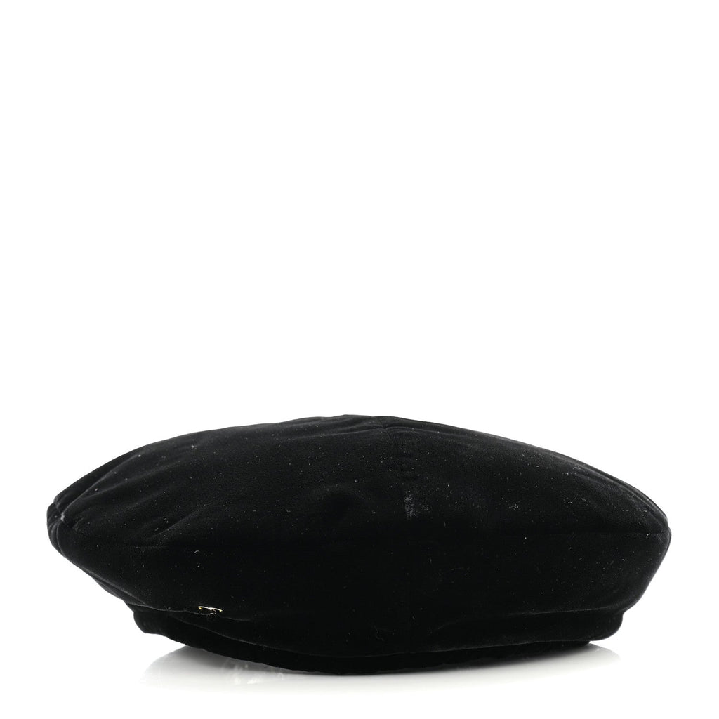 Chanel Velvet Beret Hat S Black