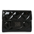Patent Quilted Reissue Flap Card Holder Wallet So Black