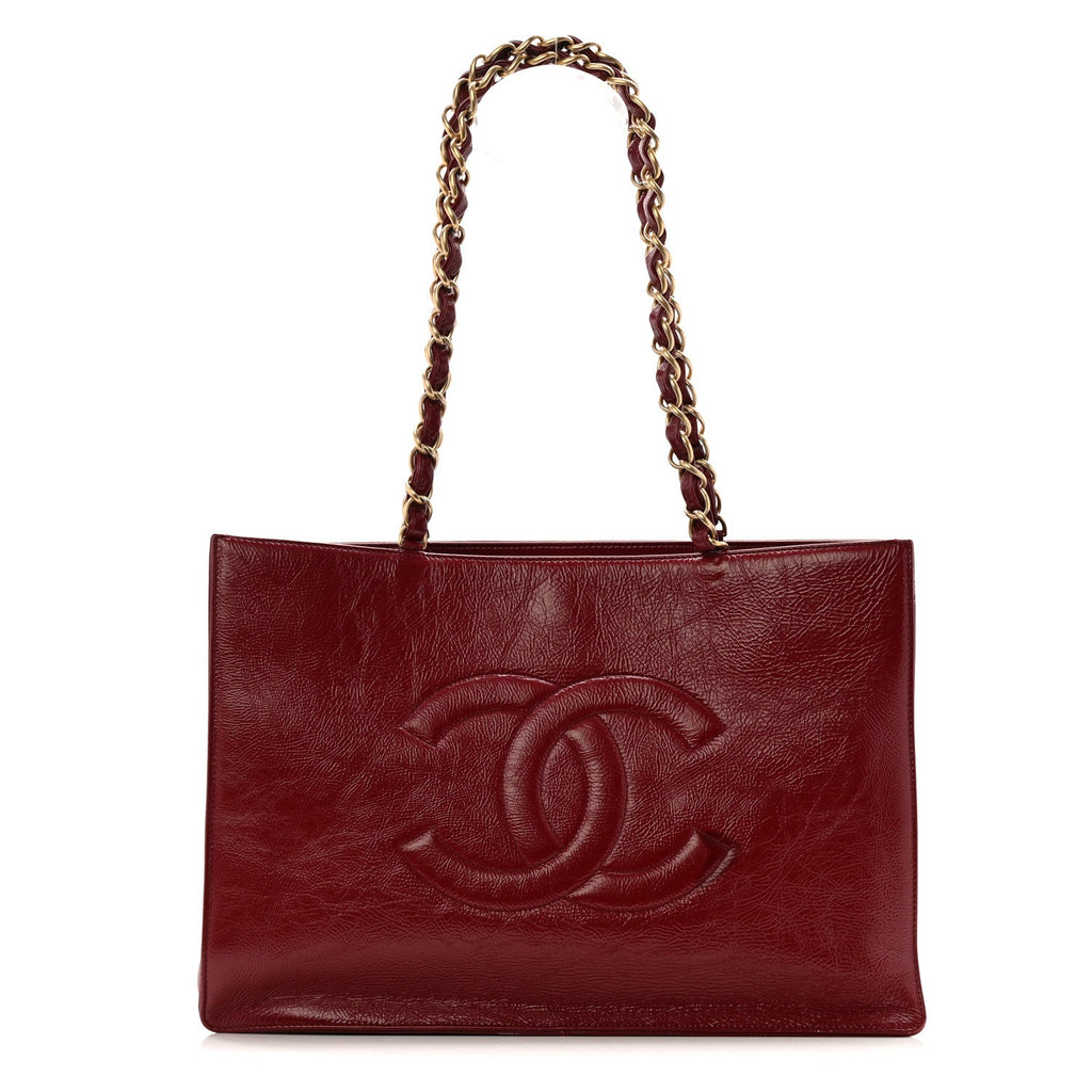 Chanel Shiny Aged Calfskin Shopping Bag Red