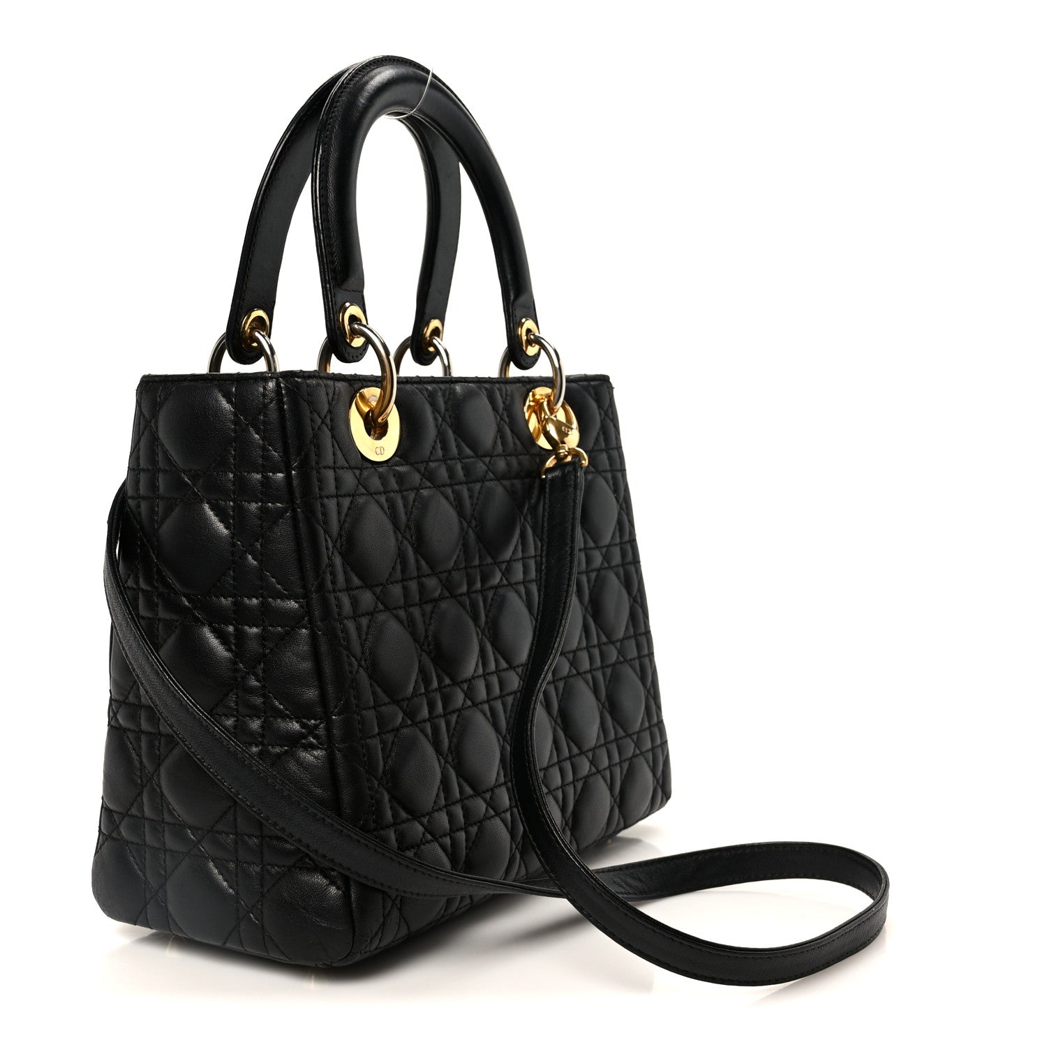 Christian Dior Lambskin Cannage Medium Lady Dior Black