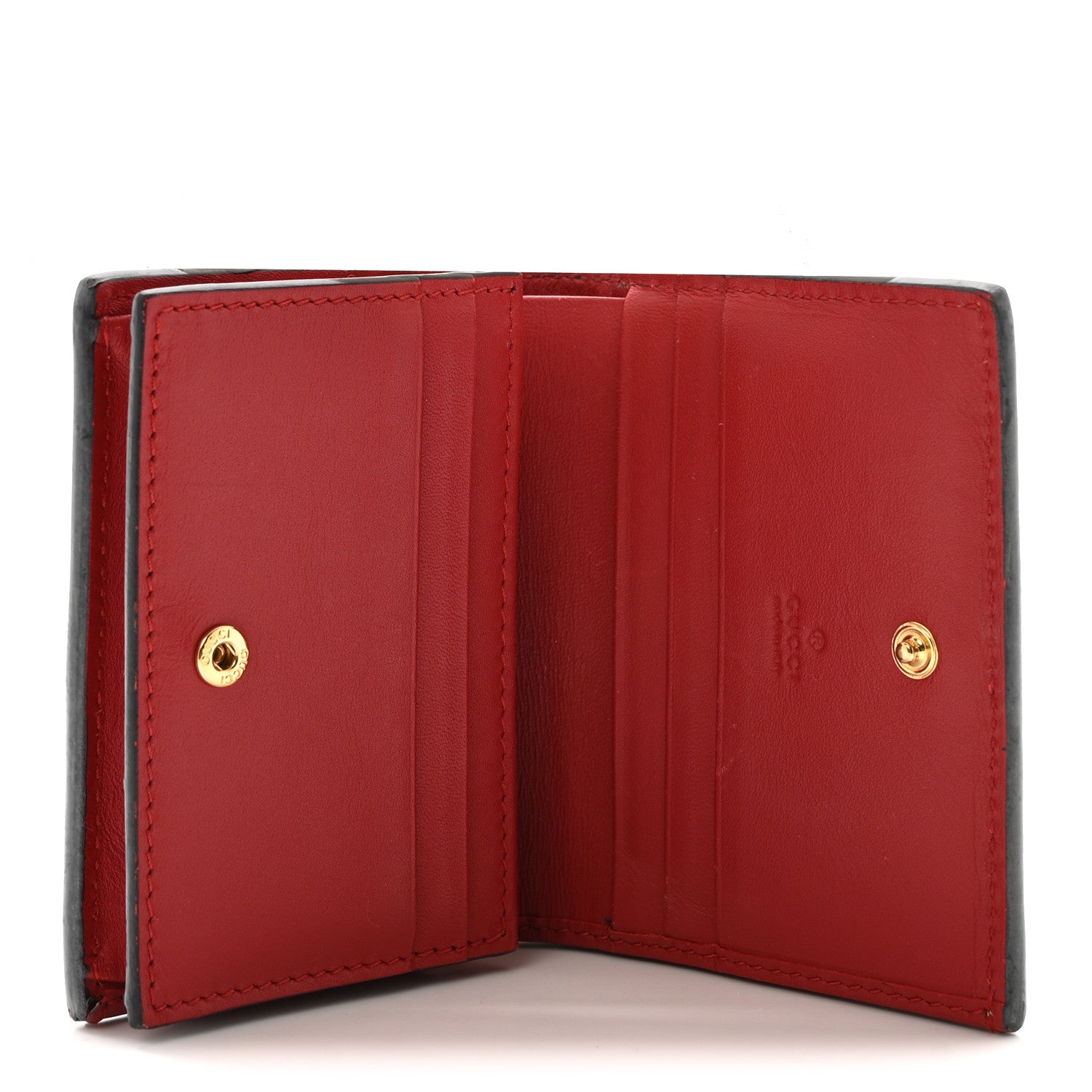 Gucci GG Supreme Monogram Bosco Patch Card Case Wallet Beige Malva Hibiscus Red