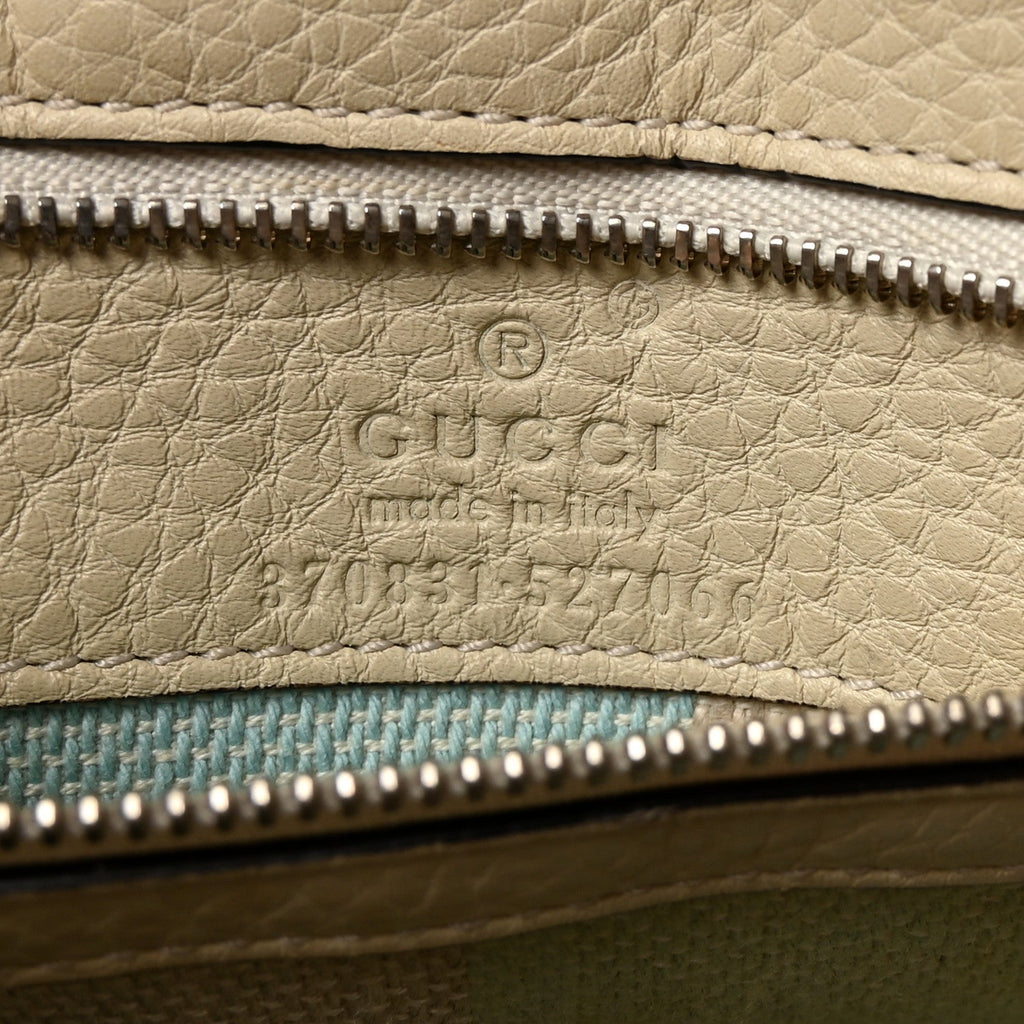 Gucci Cellarius Calfskin Small Bamboo Daily Top Handle Bag Mystic White