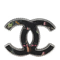 Chanel Tweed CC Brooch Silver Multicolor