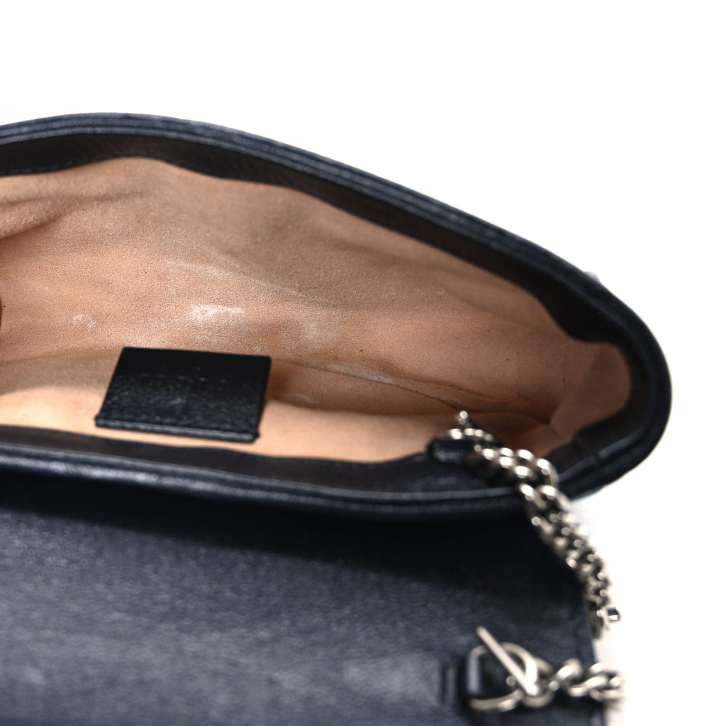 Gucci Monogram Multicolor Matelasse Diagonal Super Mini GG Marmont Shoulder Bag Light Blue
