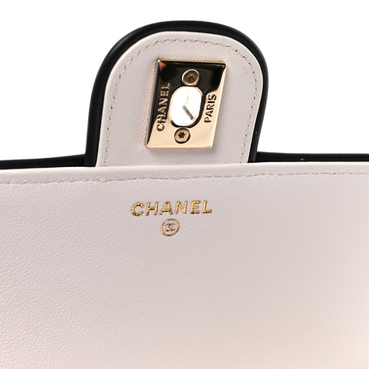 Chanel Lambskin Quilted Resin CC Mini Flap Bag White Black