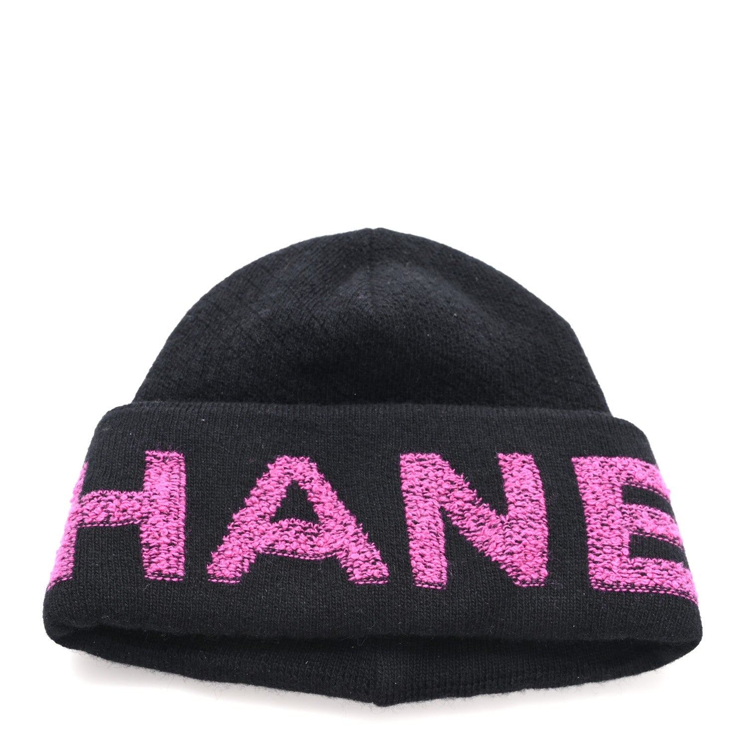 Cashmere Logo Beanie Hat Black Fuchsia