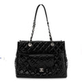 Chanel Patent Quilted Large Coco Shine Shopping Tote Black
