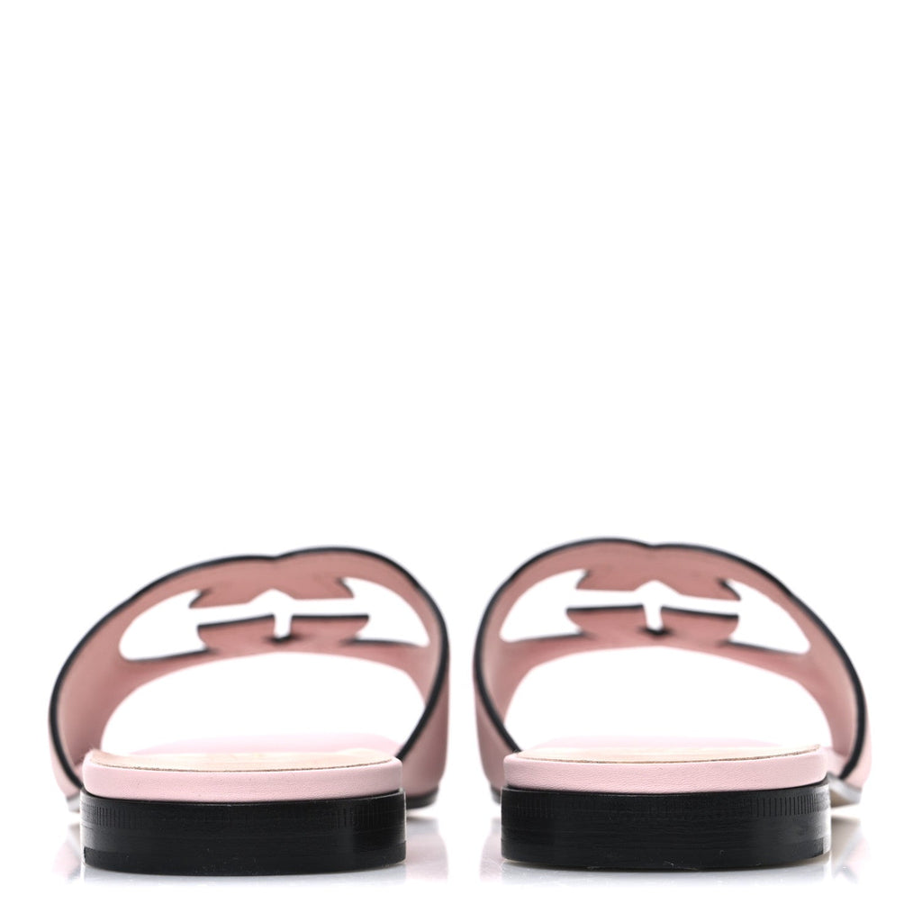 Gucci Cosmos Softy Calfskin Interlocking G Cut Out Slide Sandals 40 Pastel Pink