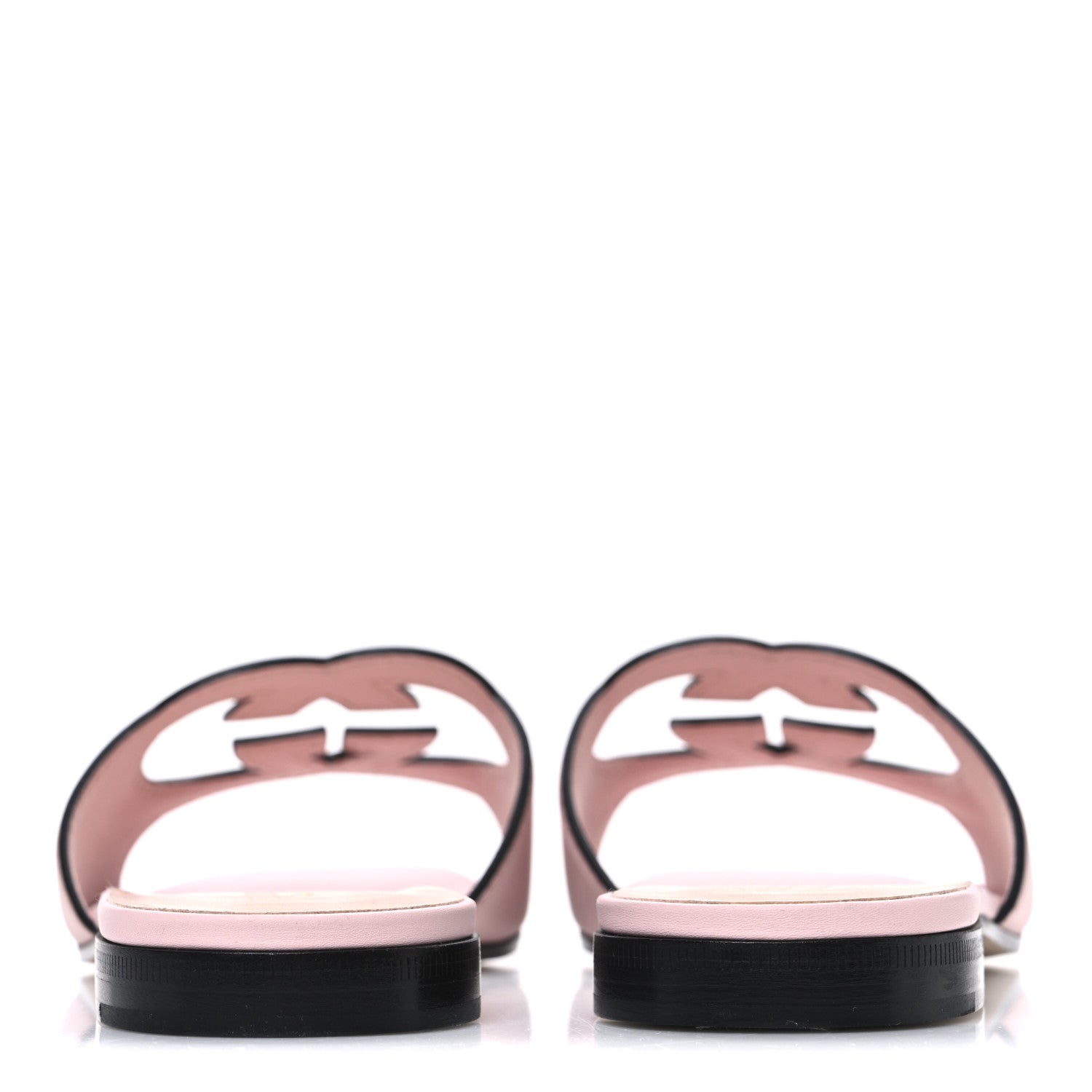 Gucci Cosmos Softy Calfskin Interlocking G Cut Out Slide Sandals 40 Pastel Pink