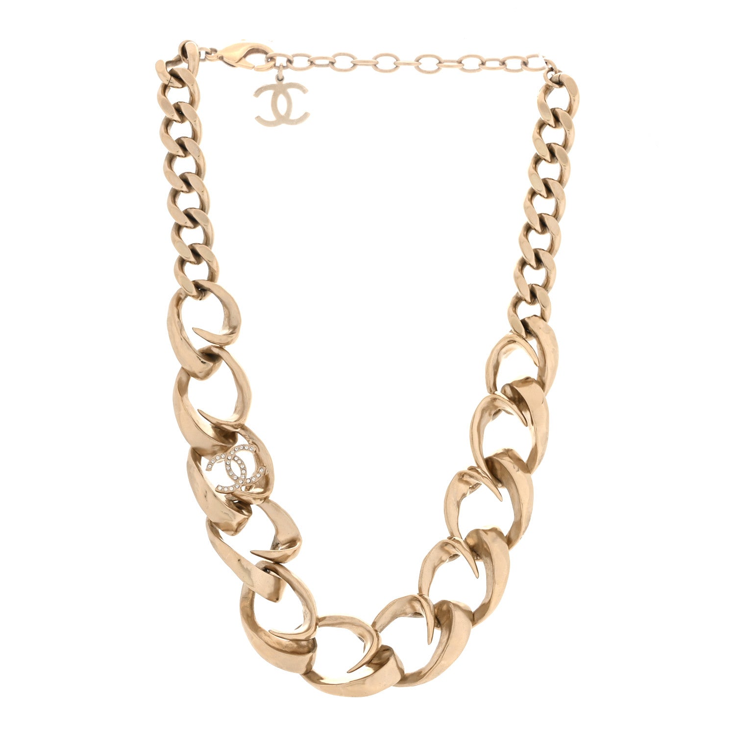 Crystal CC Chain Choker Necklace Gold