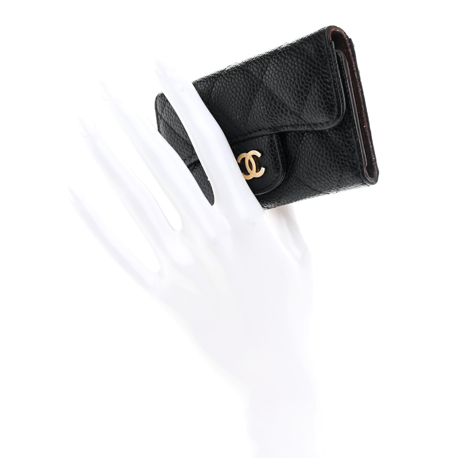 Caviar Quilted 6 Key Holder Black