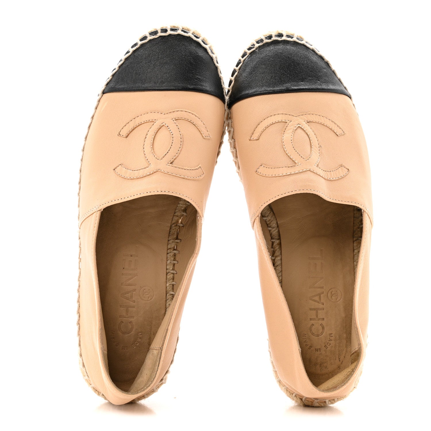 Lambskin CC Espadrilles 36 Beige Black