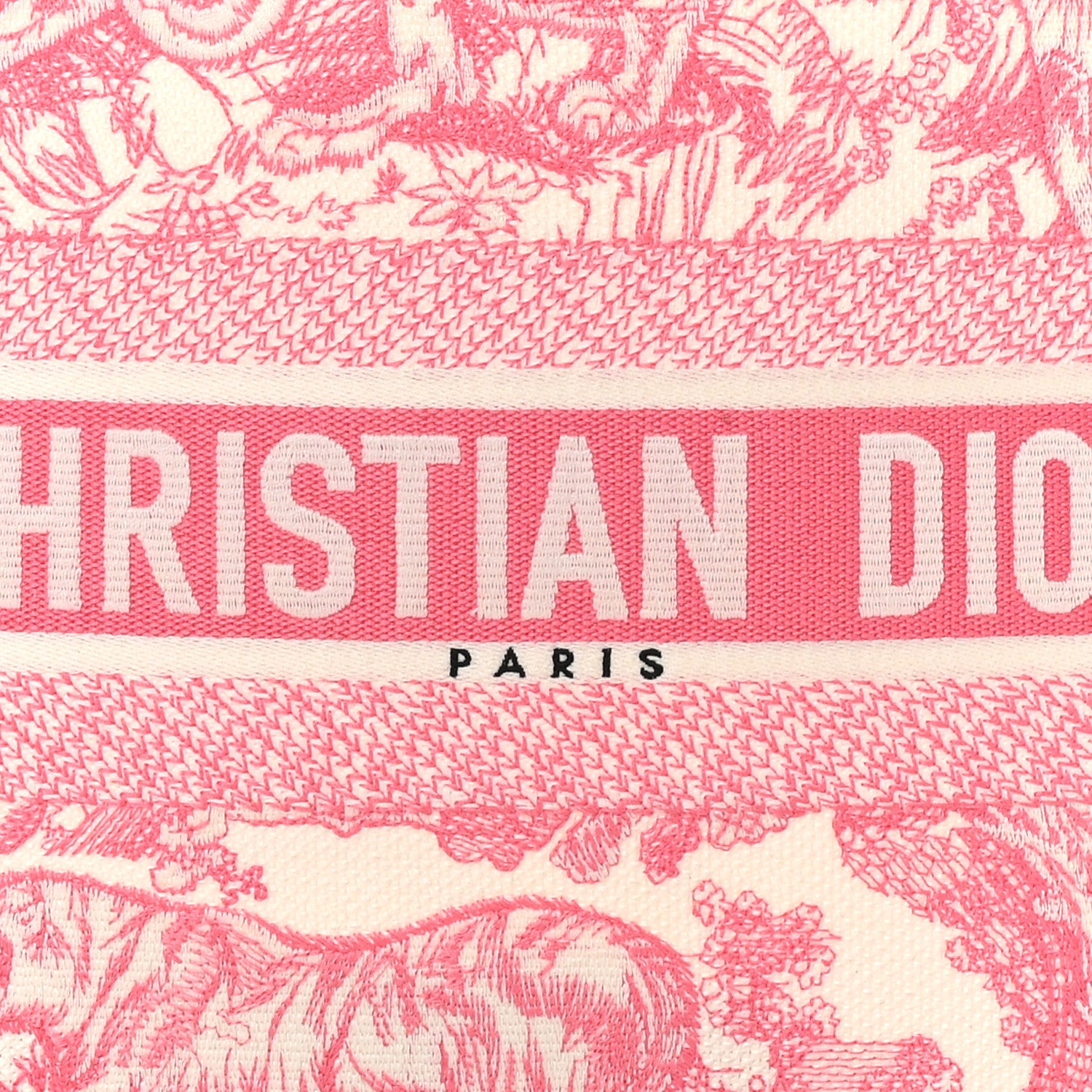 Christian Dior Canvas Embroidered Medium Dioriviera Toile De Jouy Book Tote Peony Pink