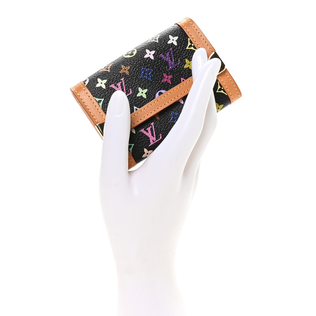 Louis Vuitton Monogram Multicolor Porte-Monnaie Plat Coin Purse Black
