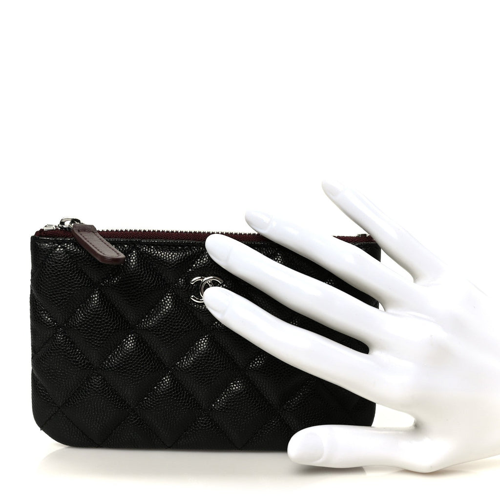 Caviar Quilted Small Cosmetic Case Black