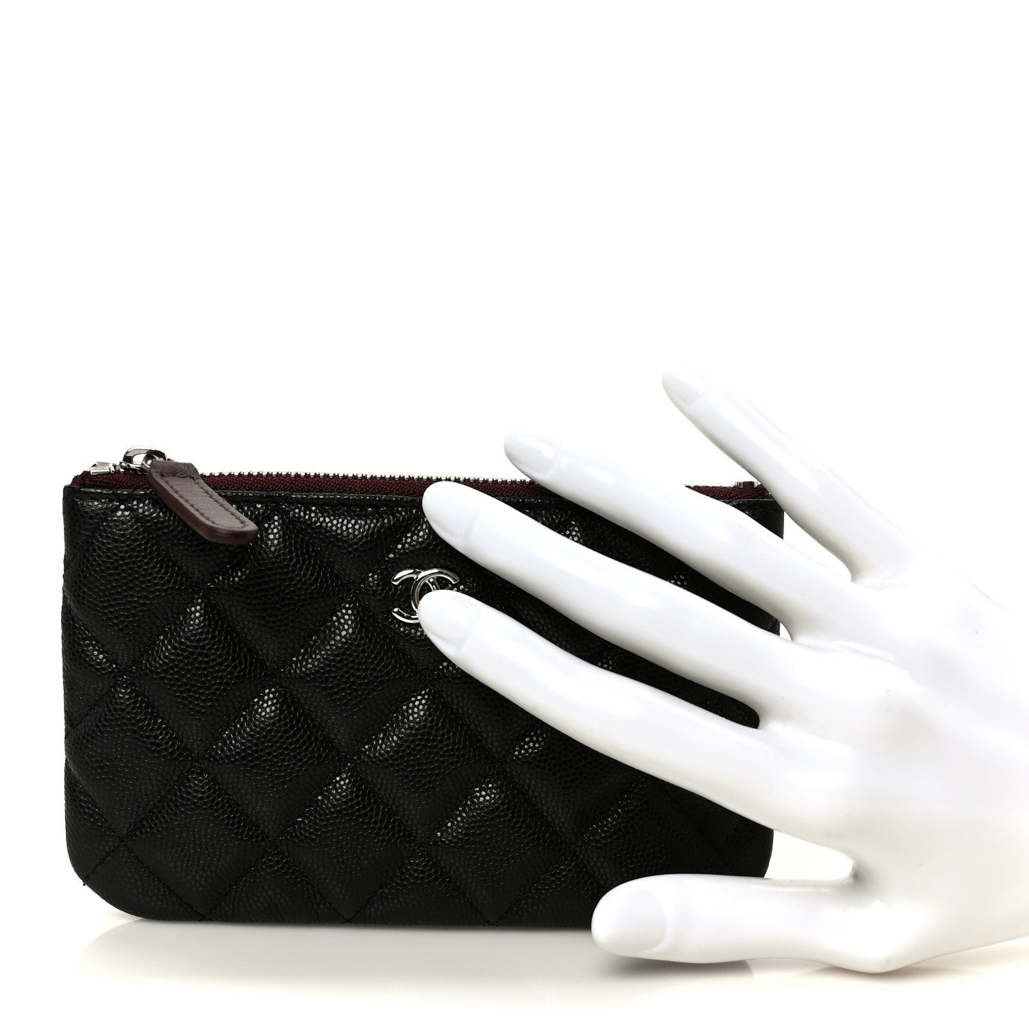 Caviar Quilted Small Cosmetic Case Black