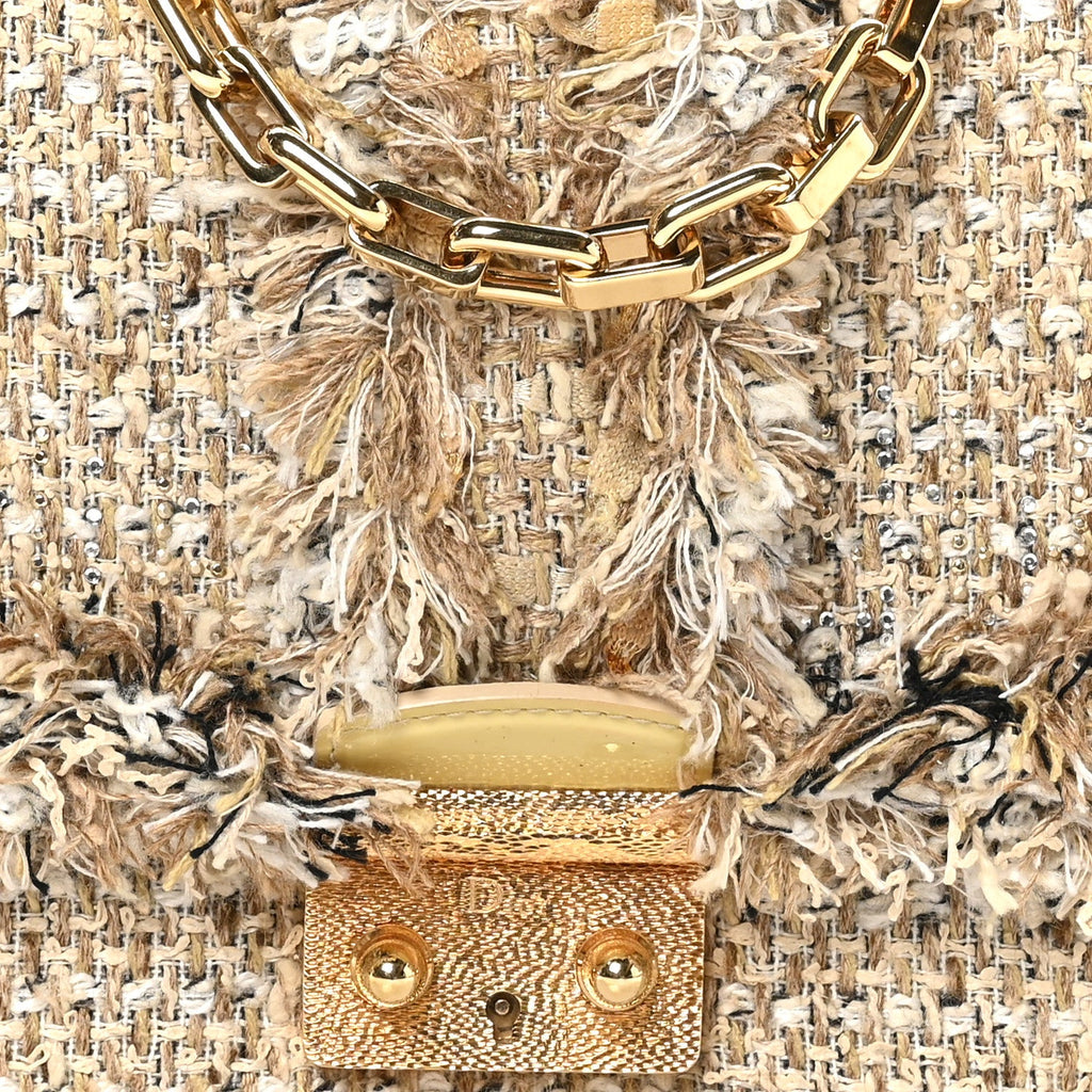 Christian Dior Tweed Medium Miss Dior Flap Beige