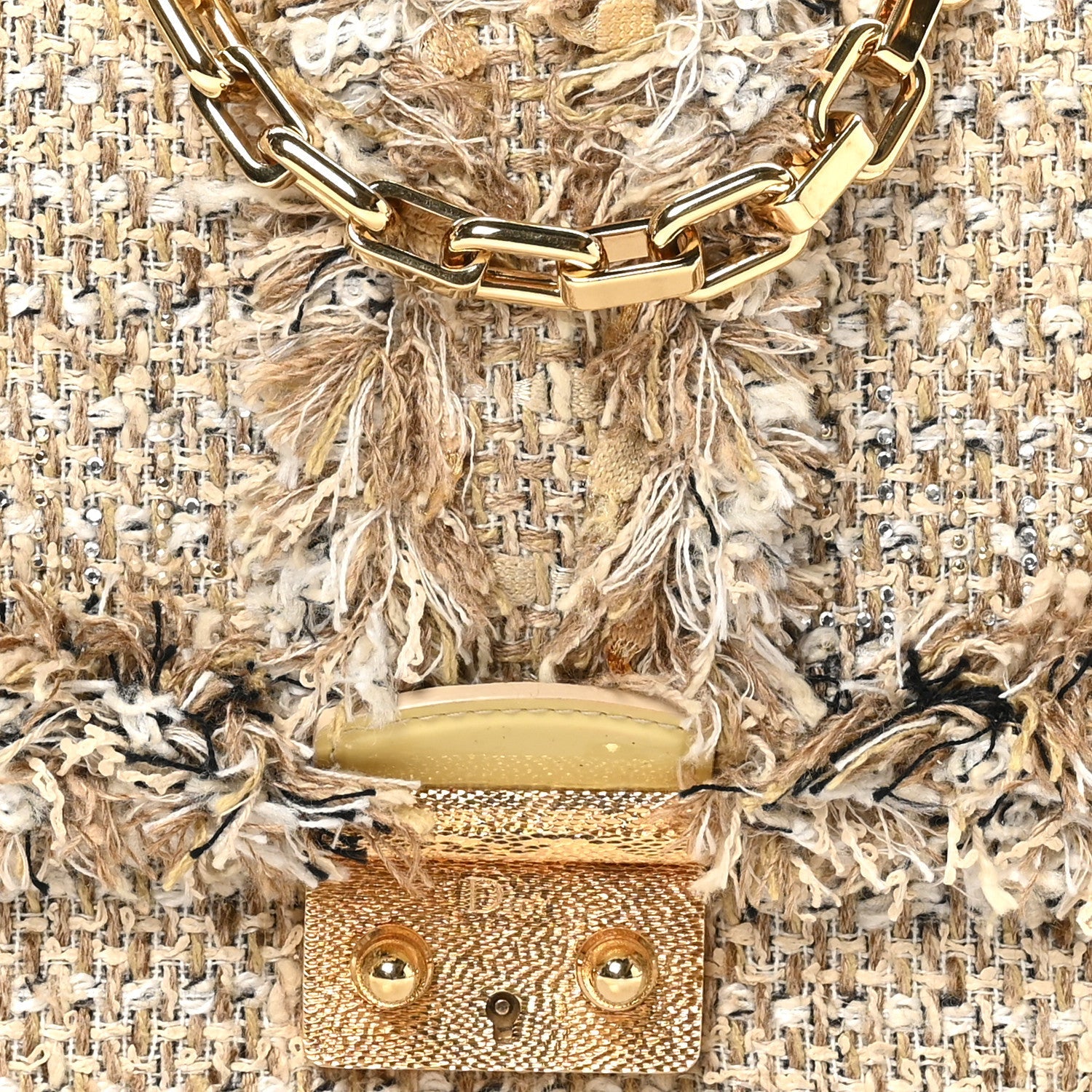 Christian Dior Tweed Medium Miss Dior Flap Beige