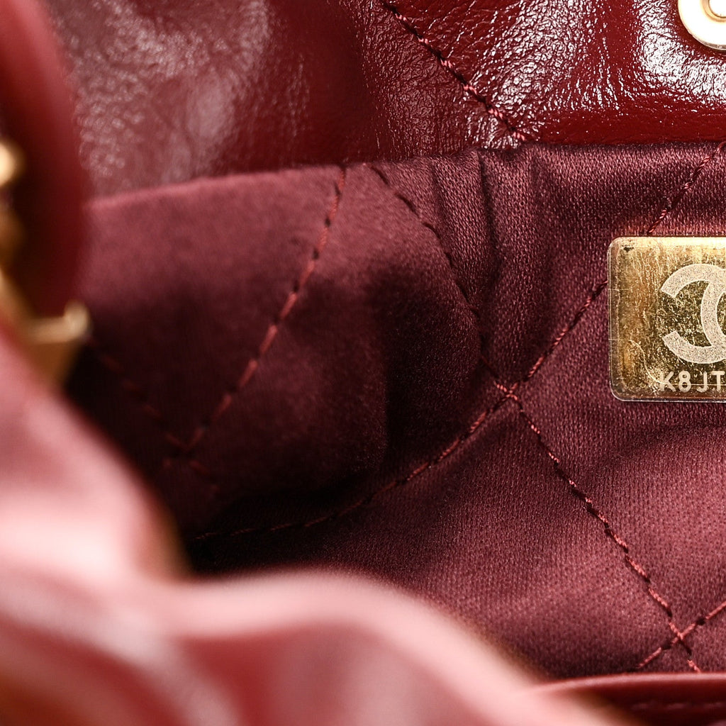 Chanel Shiny Calfskin Quilted Mini Chanel 22 Dark Burgundy