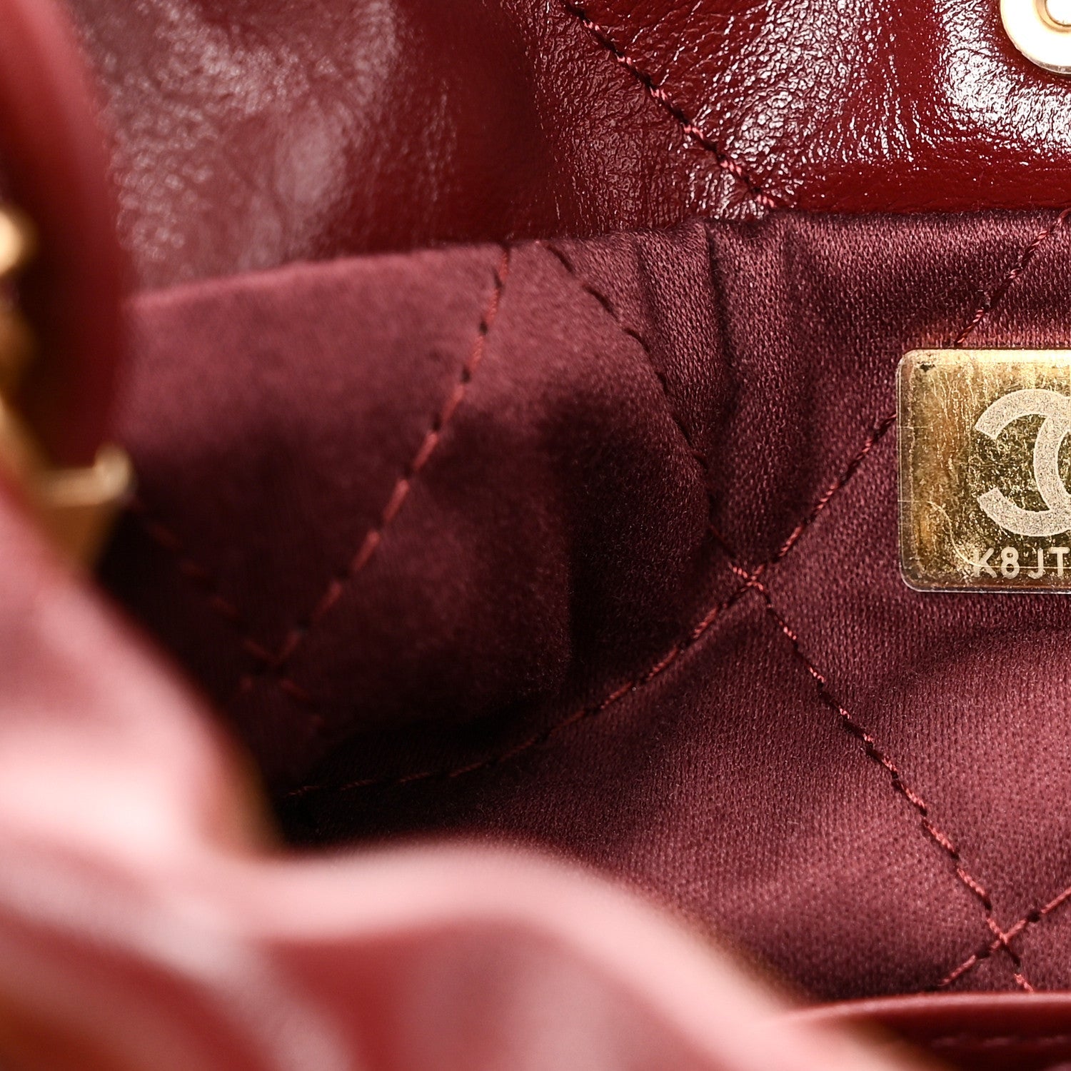 Chanel Shiny Calfskin Quilted Mini Chanel 22 Dark Burgundy