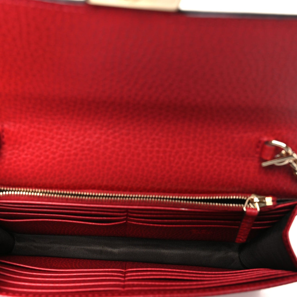 Gucci Dollar Calfskin Interlocking G Chain Wallet Red